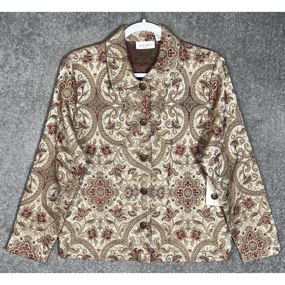 Vintage Studio Works Floral Tapestry Button Up Blazer Jacket Womens Sz Small New